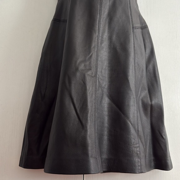 WHBM Leather Punk Goth Grunge Whitchy Dress Size 8 Party Office Dark Academia - Picture 8 of 15
